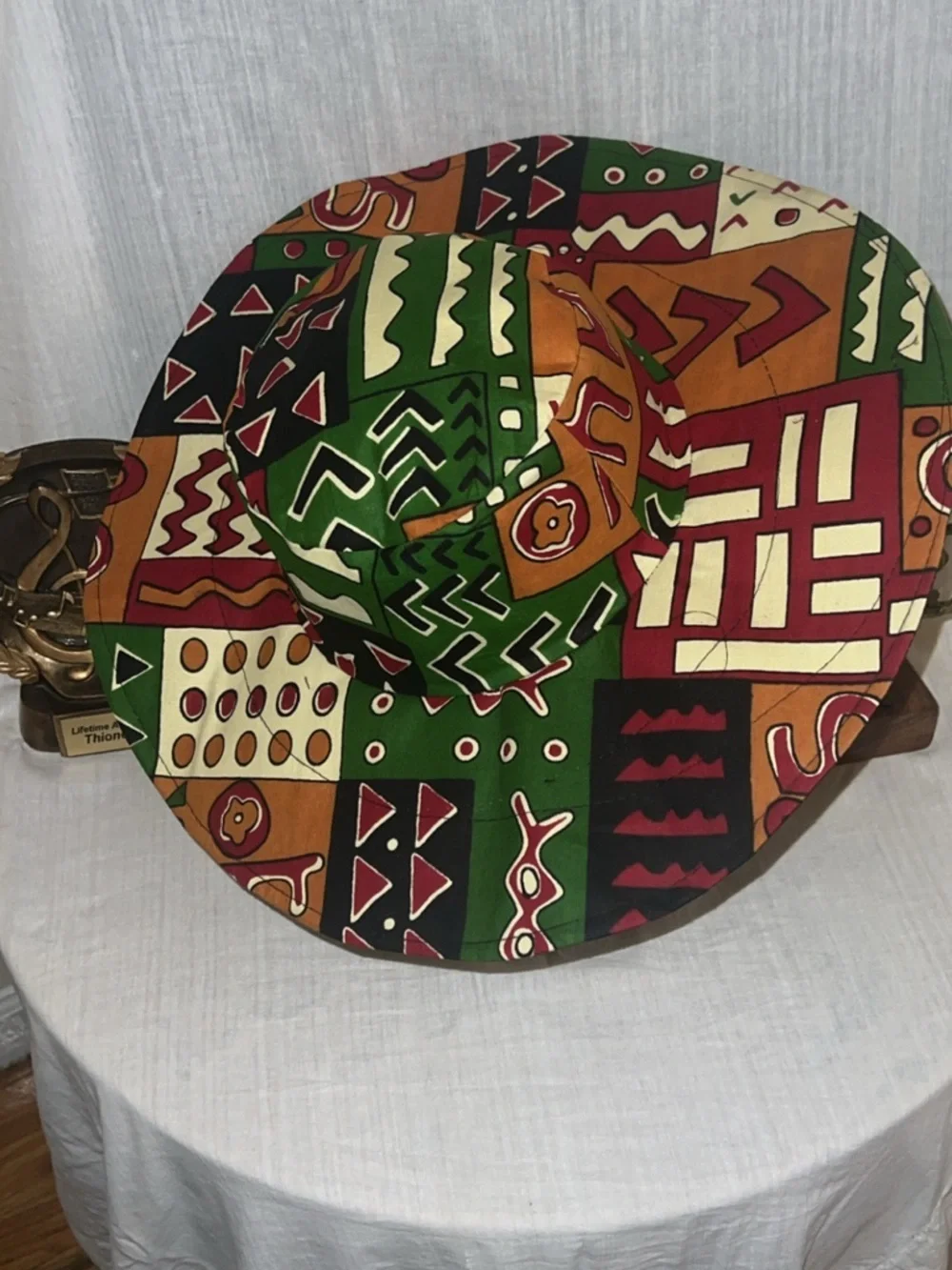 African Print Bucket Hat Wax Style Colorful Sun K-K Vogues Green, Brown & Black